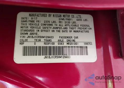 2017 Nissan Rogue Sport Sv z USA, uszkodzony, nr VIN JN1BJ1CR5HW129403